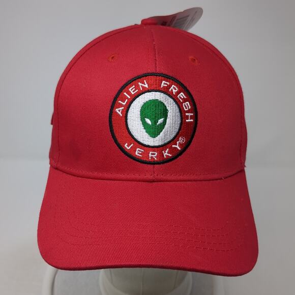Alien Fresh Jerky Baker CA Baseball Cap Red OS Adjustable Embroidered W/Tags - Picture 2 of 9